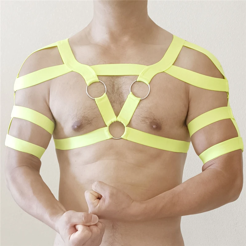 

AIIOU Men Hollow Out Short Undershirt Gay Tank Tops Nylon Body Chest Harness Elastic Strap Erotic Lingerie Bandage Porn Clubwear