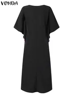 Plus Size VONDA Women Party Dress 2024 Bohemian Printing Sundress Casual Loose 3/4 Sleeve Robe Vintage Bat-wing Sleeve Vestidos - Image 5