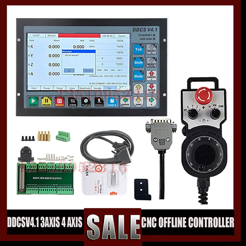 

DDCSV4.1 3/4 axis G-code CNC offline independent motion controller for MPG handwheel with emergency stop is better than DDCSV3.1