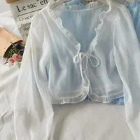 Femmes mince décontracté dentelle arc été Protection solaire vêtements femme Cardigan chemise vêtements hauts Blouse pour femme 6