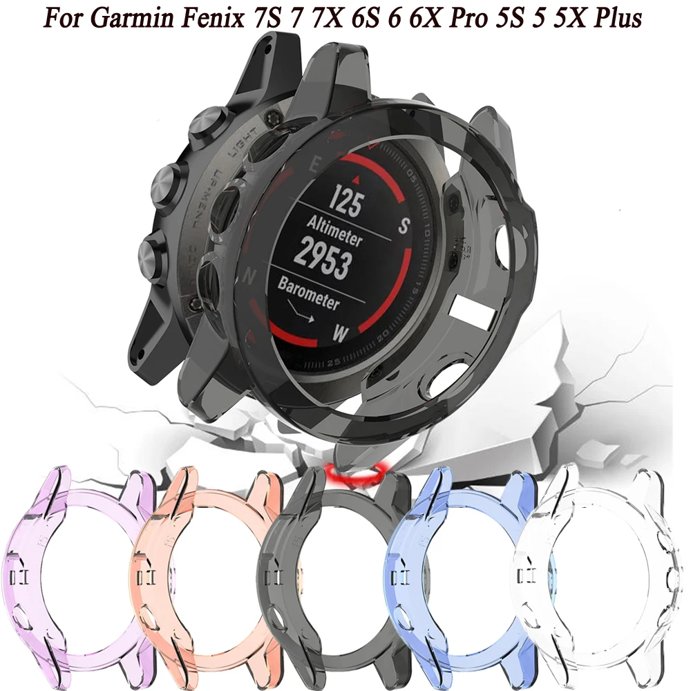 

Hot Protection Case For Garmin Fenix 7 7S 7X 5S 5 5X Plus 6S 6 6X Pro Smart Watch Protector Frame Soft Clear TPU Case Cover Band