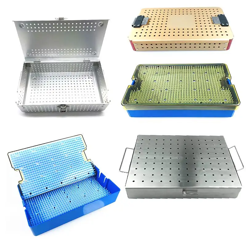 

Sterilization Tray Case Box with Silicone Pad/Without Silicone Pad Aluminium Alloy Disinfection Box Ophthalmic Instrument