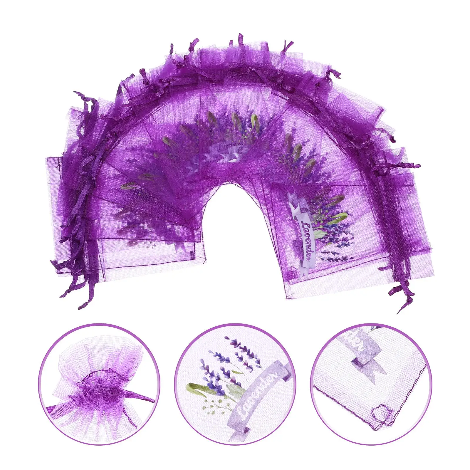 20 Pcs Lavender Bag Gauze Sachets Empty Drawstring Soft Breathable Mesh Storage Wardrobe Aromatherapy Fragrance