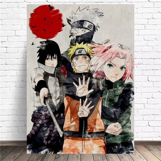 Compra online de Pôster de lona Naruto Anime japonês Decoração de parede  Sala de presente Personagens de desenhos animados para casa