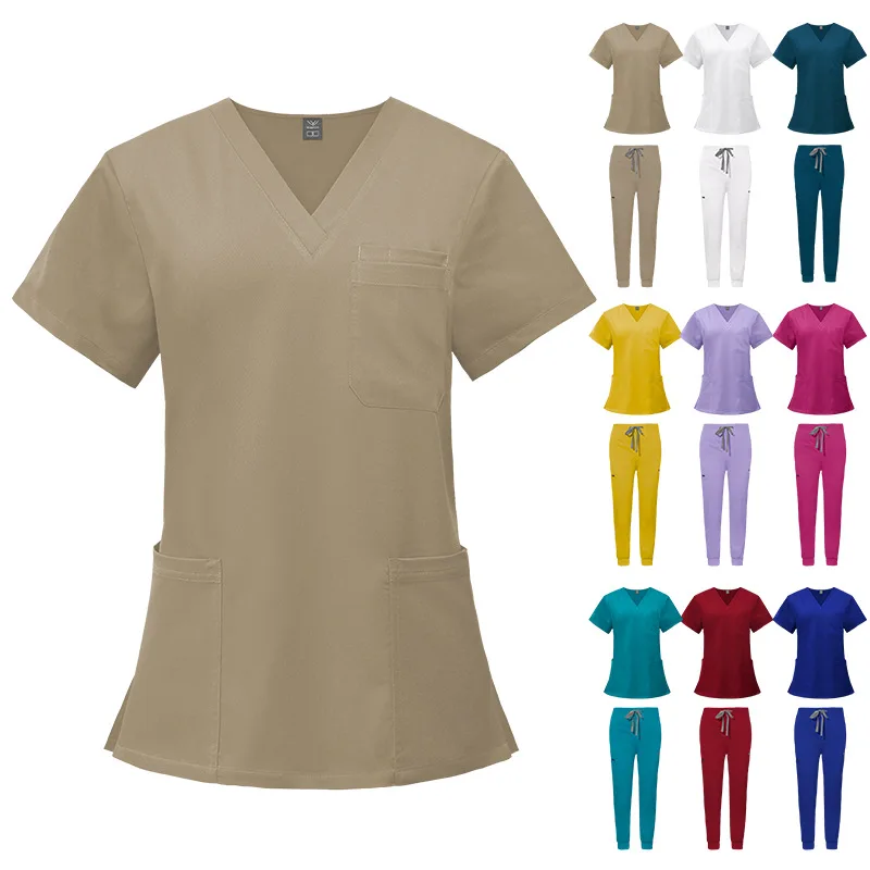 

Unisex Short Sleeved Phary Nurse Uniform Hospital Doctor Cotton Workwear Oral Dental Surgery Uniforms Medical Scrubs Sets