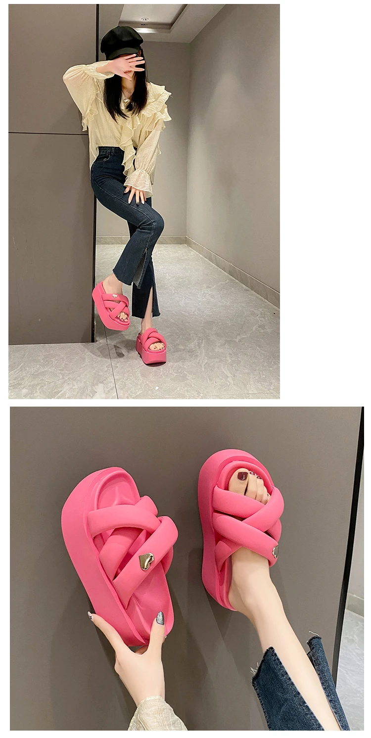 Sandalias gruesas para mujer con cuña de 8 cm de grosor - True Deals Club