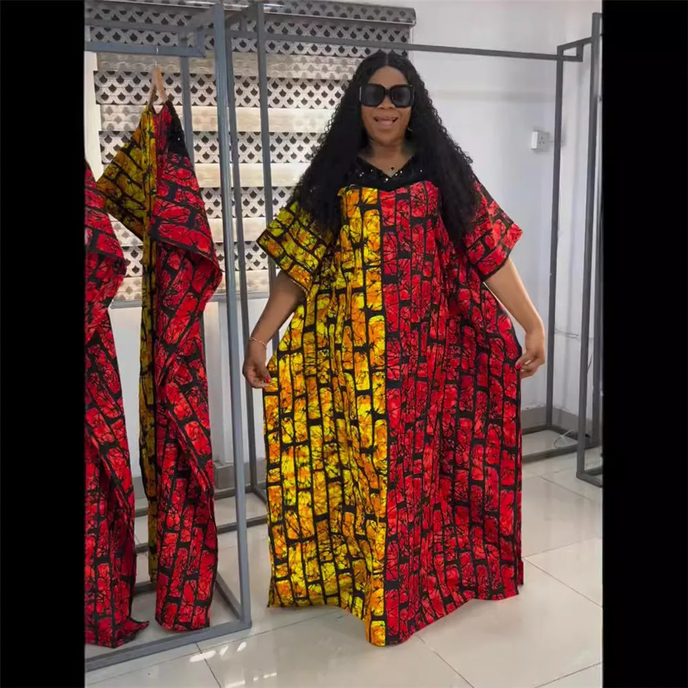 

2024 Новое Европейское Африканское женское длинное Фланелевое платье большого размера S10121