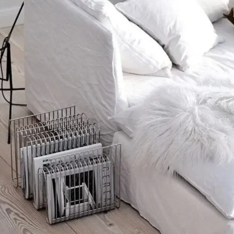 Nordic Minimalist Book And Newspaper Creative Magazine Metal Luxury Sample Room Decoration Floor To Ceiling Rack, Storage Rack