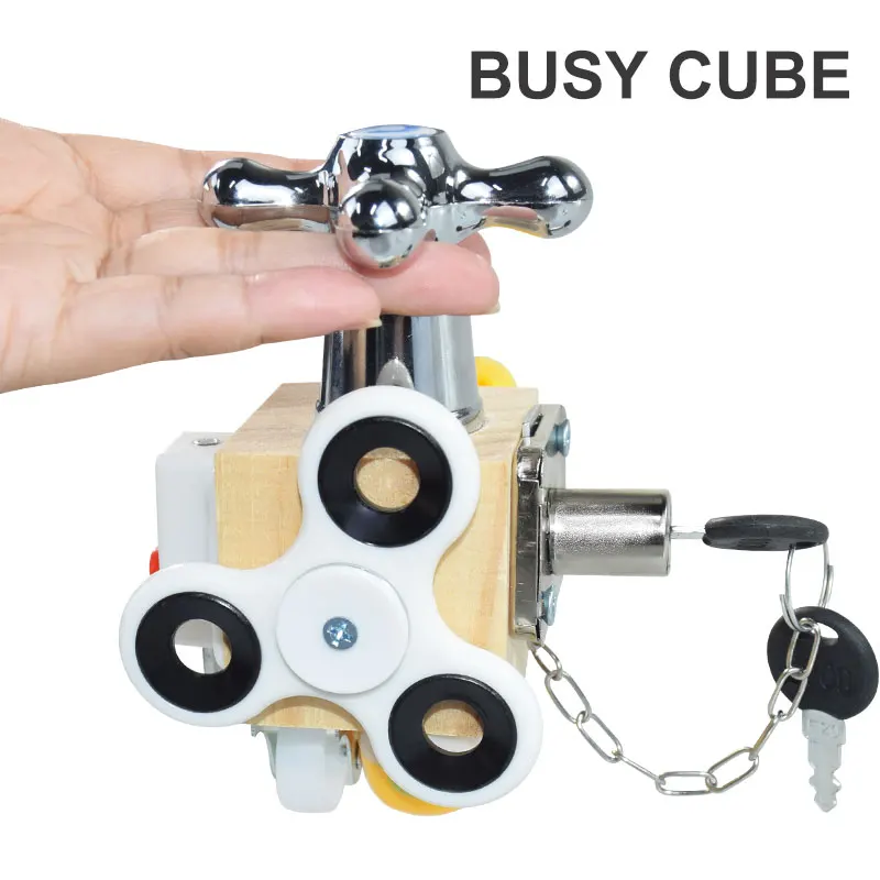 

Kids Busy Cube Sensory Busy Board Travel Toy for Toddlers Educational Montessori Toys Baby Grasping Ability Training Lock Blocks