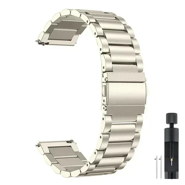 Stainless Steel Smartwatch Bracelet - 22mm Metal Wristband Accessory