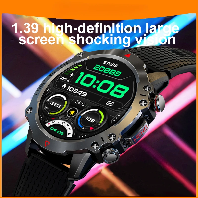 

2024 New Smart Watch Men 450mAh GPS Motion Track Sports Watches Bluetooth Call Heart Rate Blood Pressure Smartwatch for Android