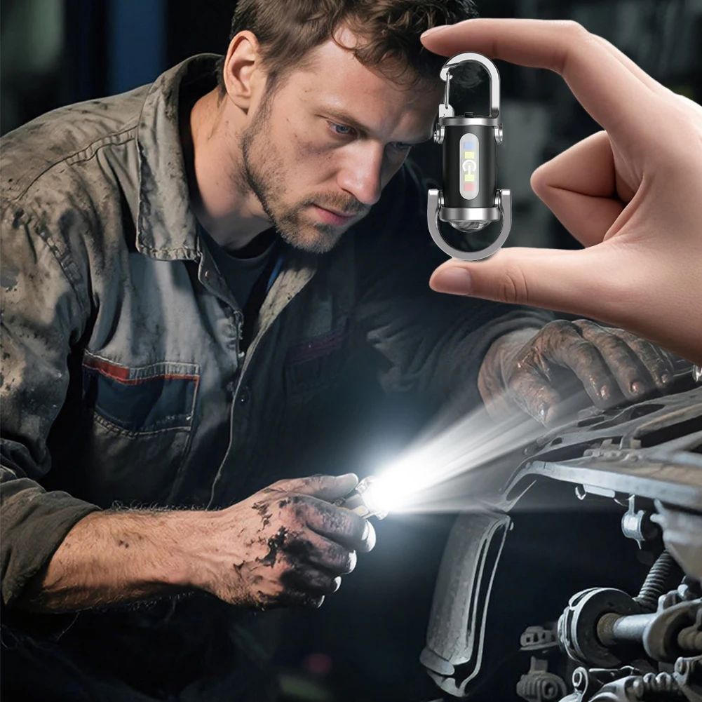 1200LM Super Bright Key Ring Torch LED Rechargeable Waterproof Mini LED Torch for Outdoor Camping