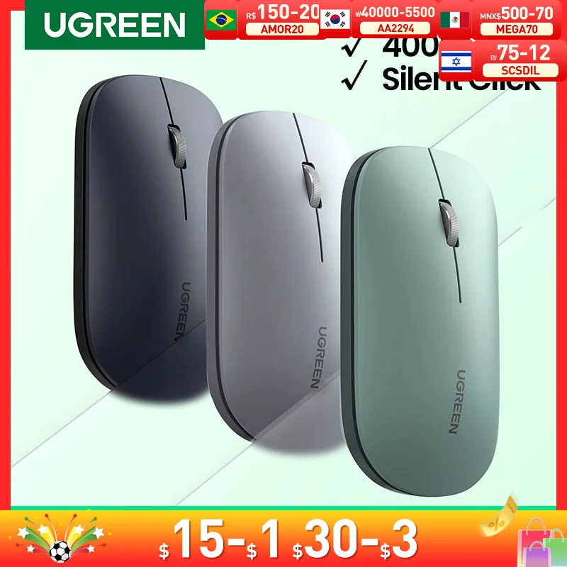 Ugreen-mouse sem Fio 4000 Dpi Silent Click Mice Macbook Pro m1 m2 Ipad Tablet Computador Laptop pc 2.4g 40db