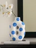 Matte Ceramic Vase Blue Hand Painted Floral Decoration Flower Arrangement Living Room Dining Countertop Vase Ceramic Handicrafts 2