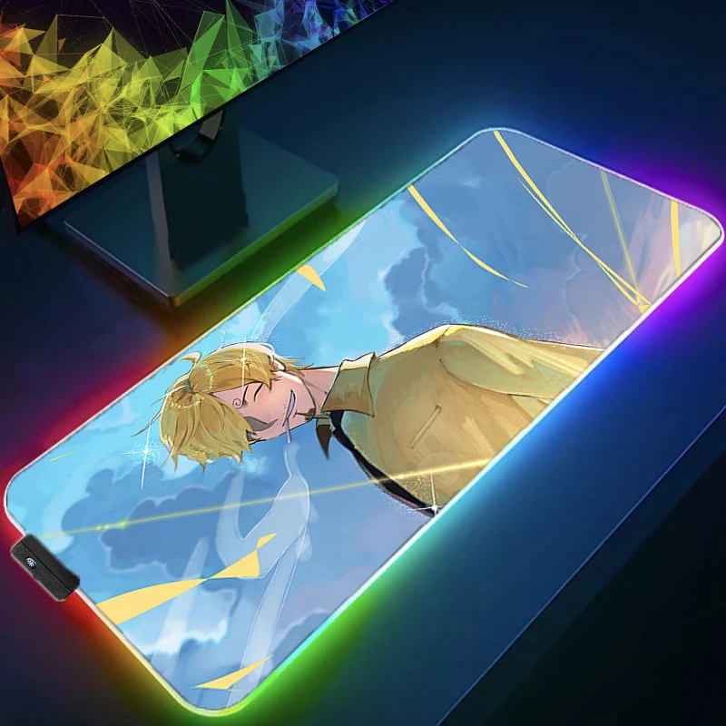 

_ RGB коврик для мыши большой резиновый противоскользящий коврик для мыши светодиодный роскошный Противоскользящий и водонепроницаемый Настольный коврик для мыши для офиса и компьютера Sanji
