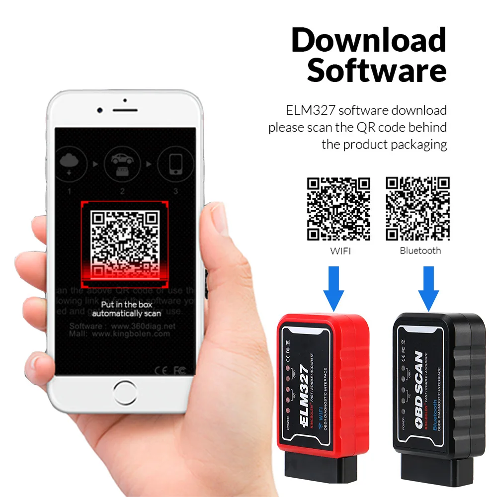 ELM327 WiFi/Bluetooth V1.5 PIC18F25K80 Chip OBDII Diagnostic Tool For Android/IOS 5