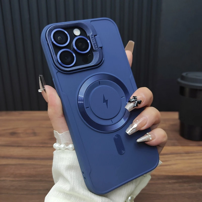 Enhanced Magnetic Wireless Charging Kickstand Phone Case with Soft Protective Bumper