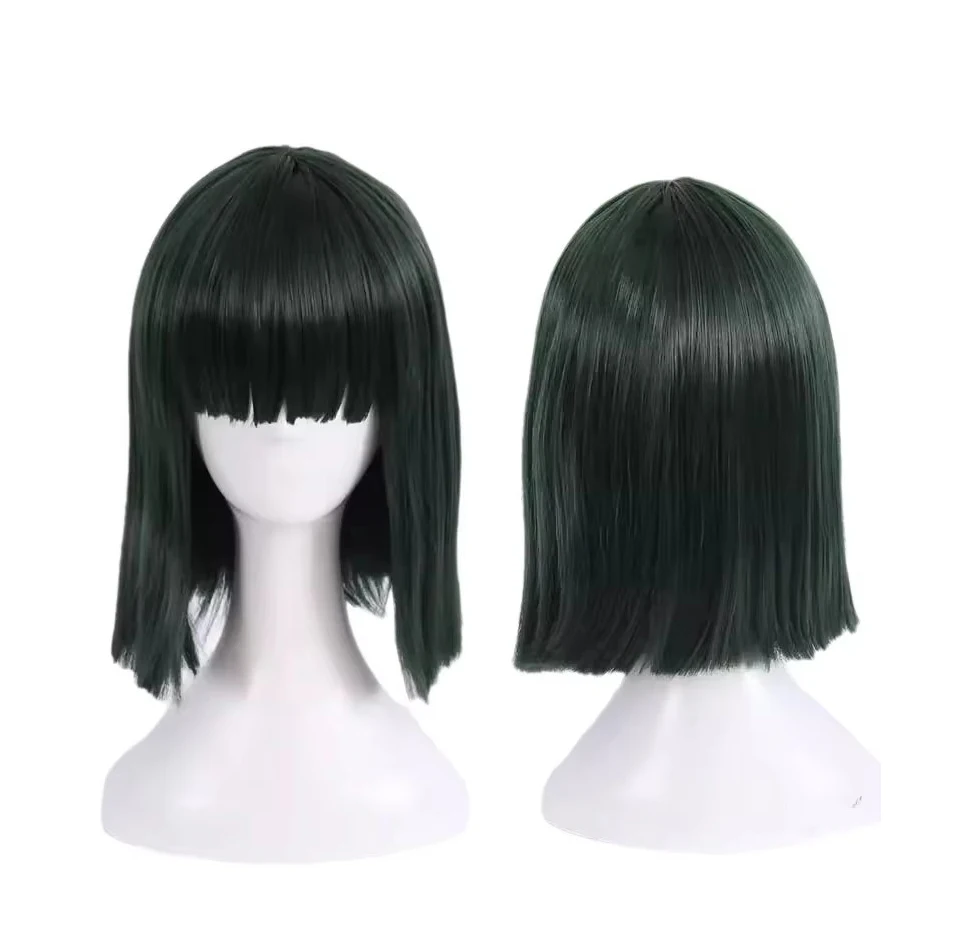 Parrucca cosplay nera sintetica con frangia per donna Parrucca per capelli corti Bob Durevole Resistente al calore Facile da modellare - immagine 4