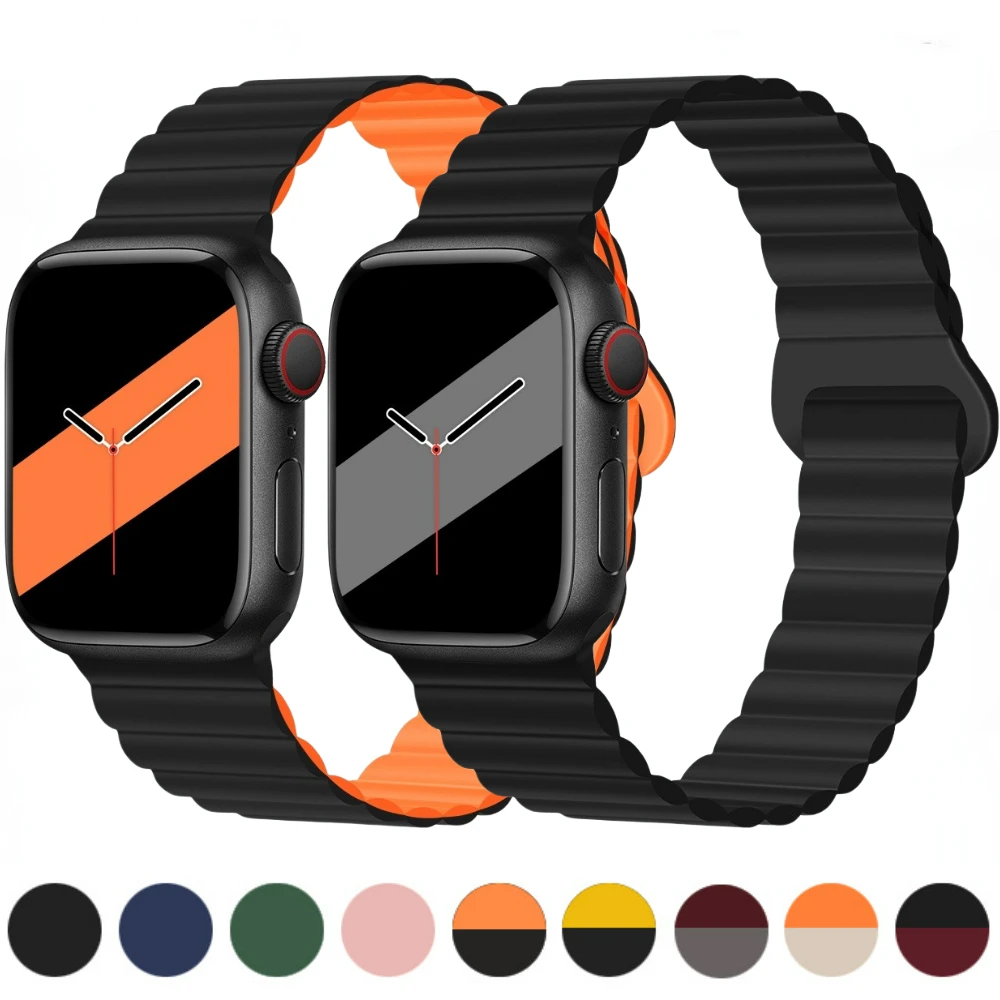 

Silicone Strap for Apple Watch Band 45mm 41mm 44mm 40mm 42mm 38mm 49mm Magnetic Loop Bracelet iWatch Series Ultra 8 7 SE 6 5 4 3