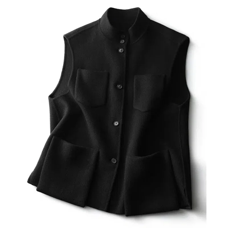 Big-Name Withdrawal Cabinet Foreign Trade Tail Cut Standard 2022 New Women's Sweater Vest Coat Solid Color Outside The Vest Vest