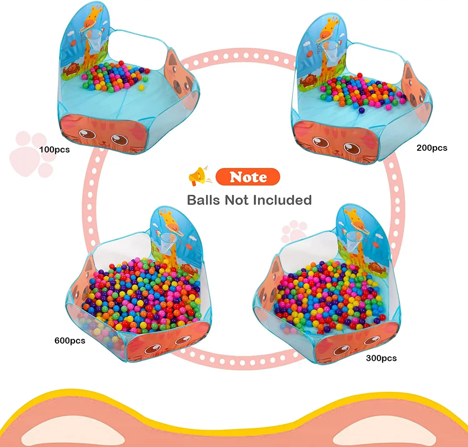 1.2M Cartoon Ball Pit Pool Portable Foldable Children Indoor Ocean Ball Pit Playpen Tent Outdoor Sports Educational Toy For Kids 4