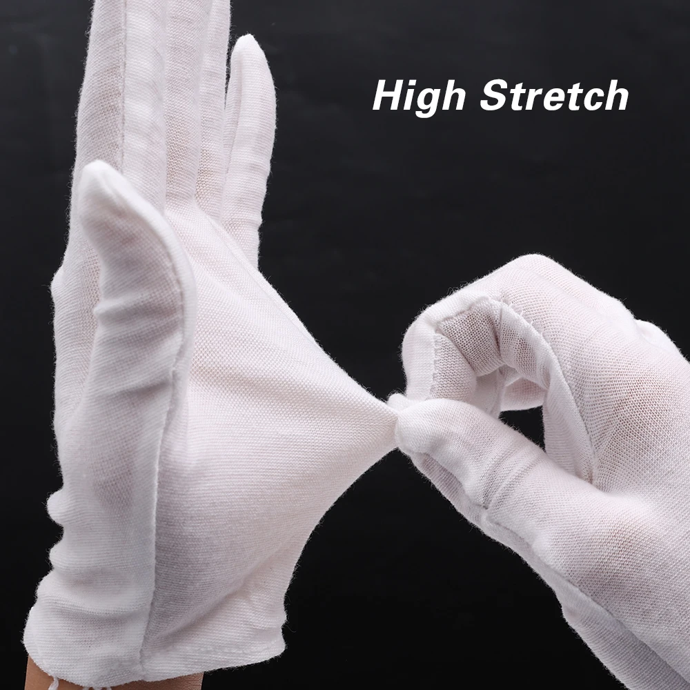 Guantes Blancos de alta calidad para hombre y mujer, guantes de poliéster  Unisex con etiqueta Ceremonial para celebración, rendimiento de joyería,  seguro de trabajo