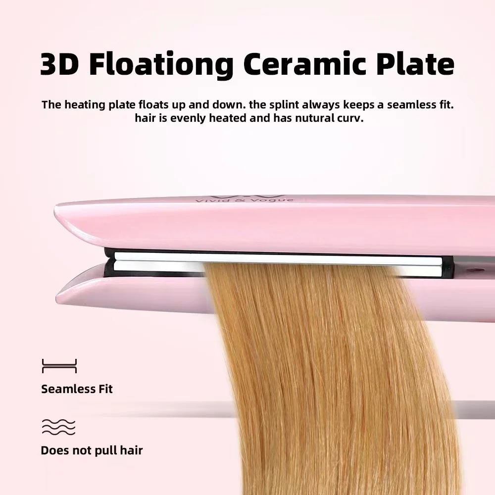 Vivid & Vogue Ceramic Hair Straightener Flat Iron 3D Floating Plate Fast Heating VAV030