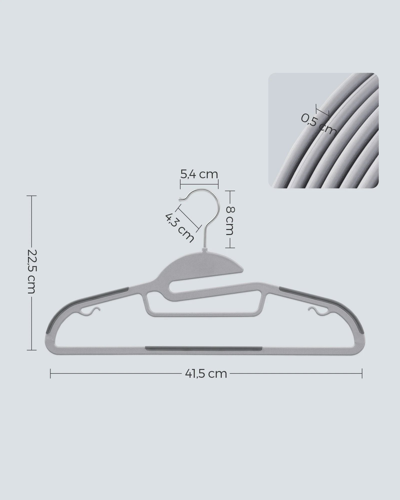SONGMICSHOME 30 Pack Heavy-Duty Plastic Coat Hangers S-Shaped Opening 360° Swivel Hook Space-Saving Suit Hangers 3