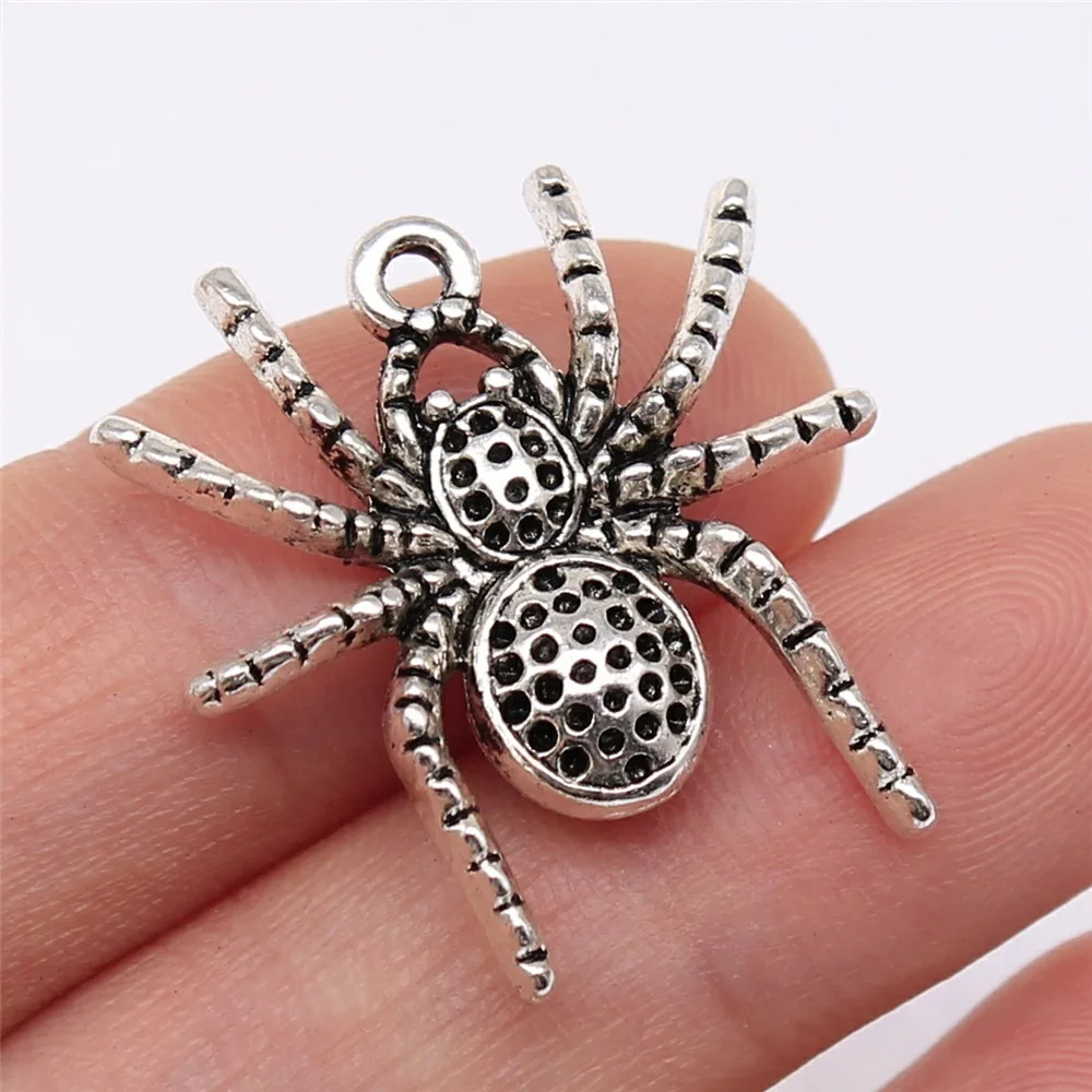 

10pcs 25x25mm Antique Silver Color Spider Charms For Jewelry Making B15090
