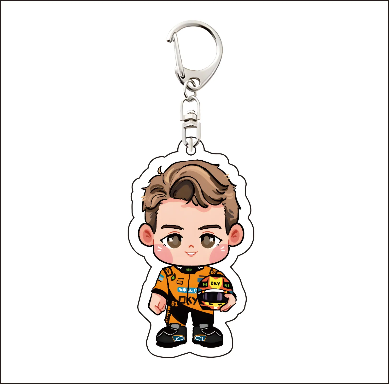 애니메이션 포뮬러 원 레이싱 드라이버 6CM 귀여운 아크릴 키체인 LH/LL/MV/AKA/CL/LN/OP/AA/CS/LS/FA 가방 장식 팬들을 위한 완벽한 선물