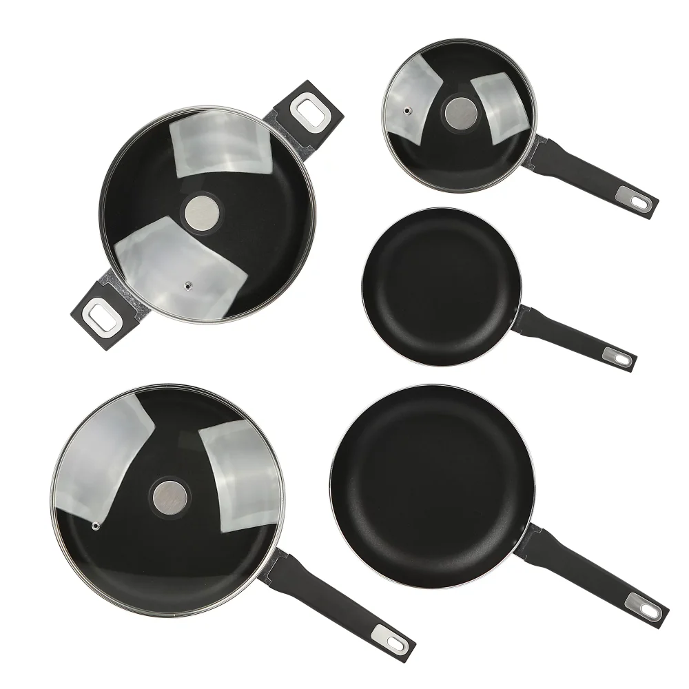 Mainstays 7 Piece Black Nonstick Dishwasher Safe Cookware Set