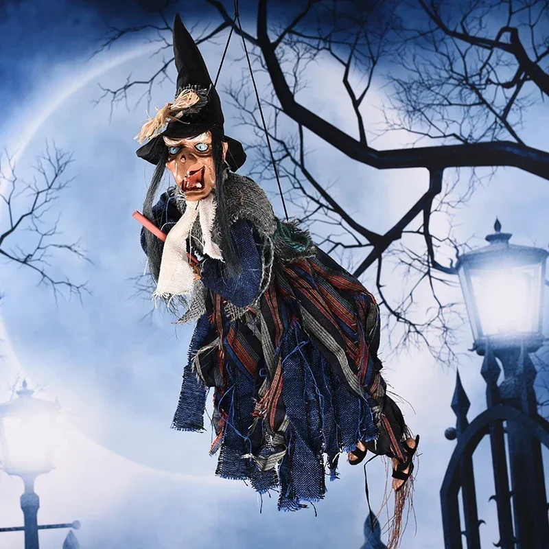 Halloween Hanging Witch Pendant Decor Electric Glowing Toy Tricky Props Home Festival Party Decoration electric interactive toy