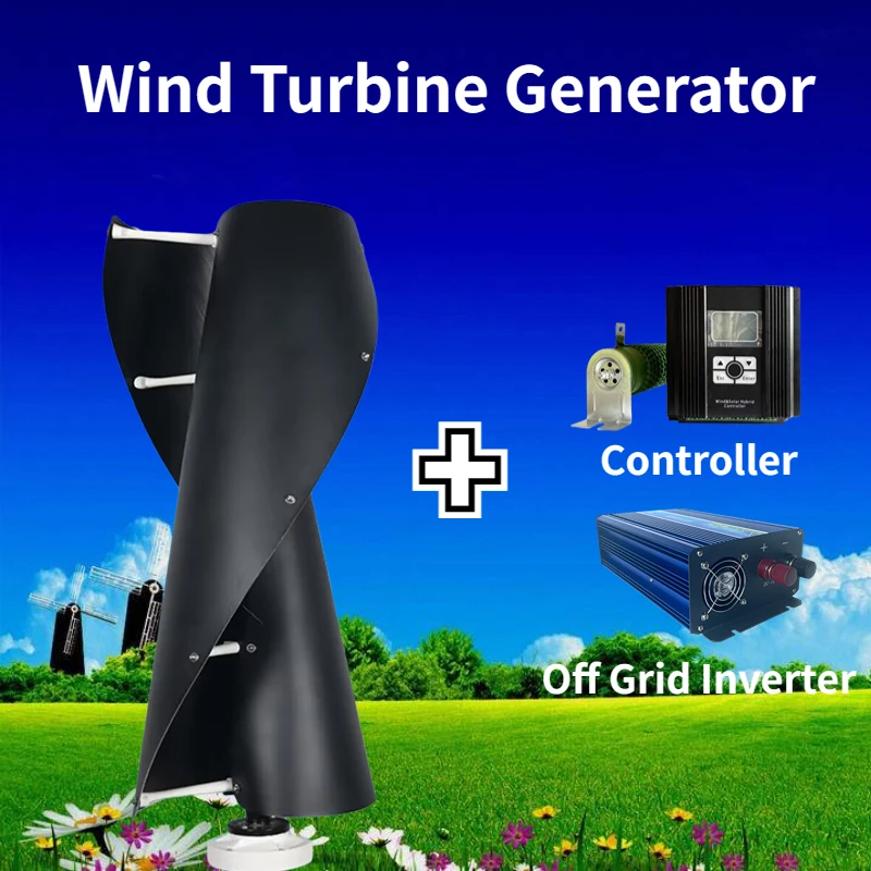 

Free Energy 10kw 15kw 20kw Vertical Axis Windmill Wind Turbine Generator 12V 24V 48V 96v With MPPT Hybrid Controller Homeuse