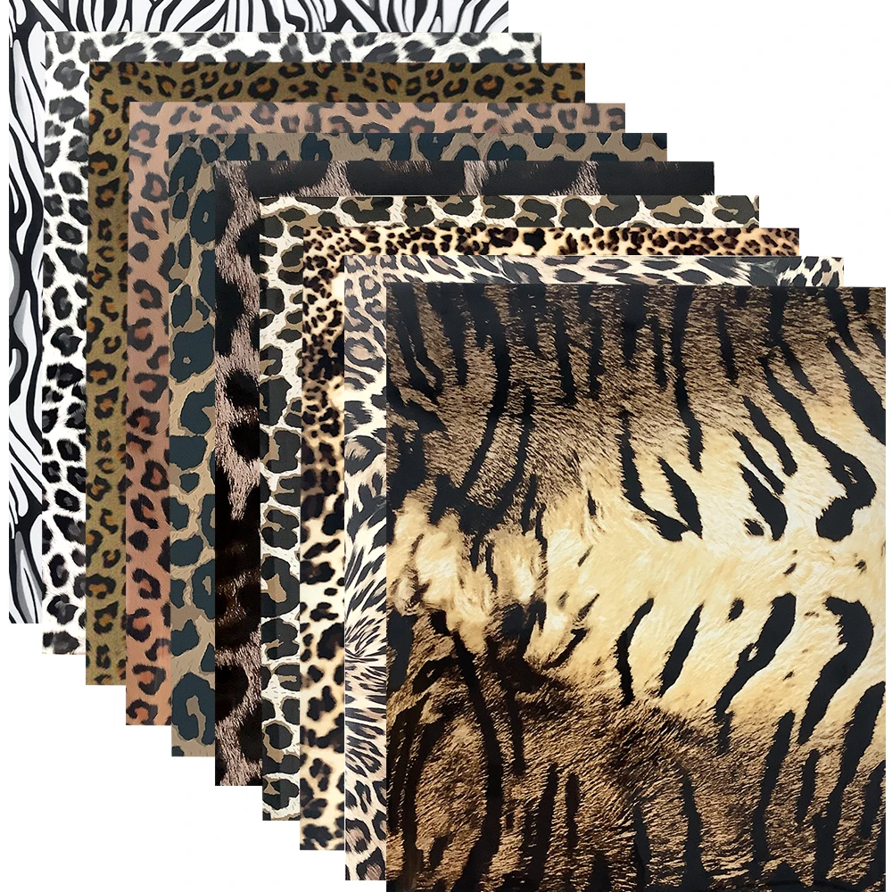 10 pezzi pellicola vinilica a trasferimento termico Leopard Cheetah Bundle vinile  termoadesivo stampa animalier fai da te fogli di vinile TPU per t-shirt HTV