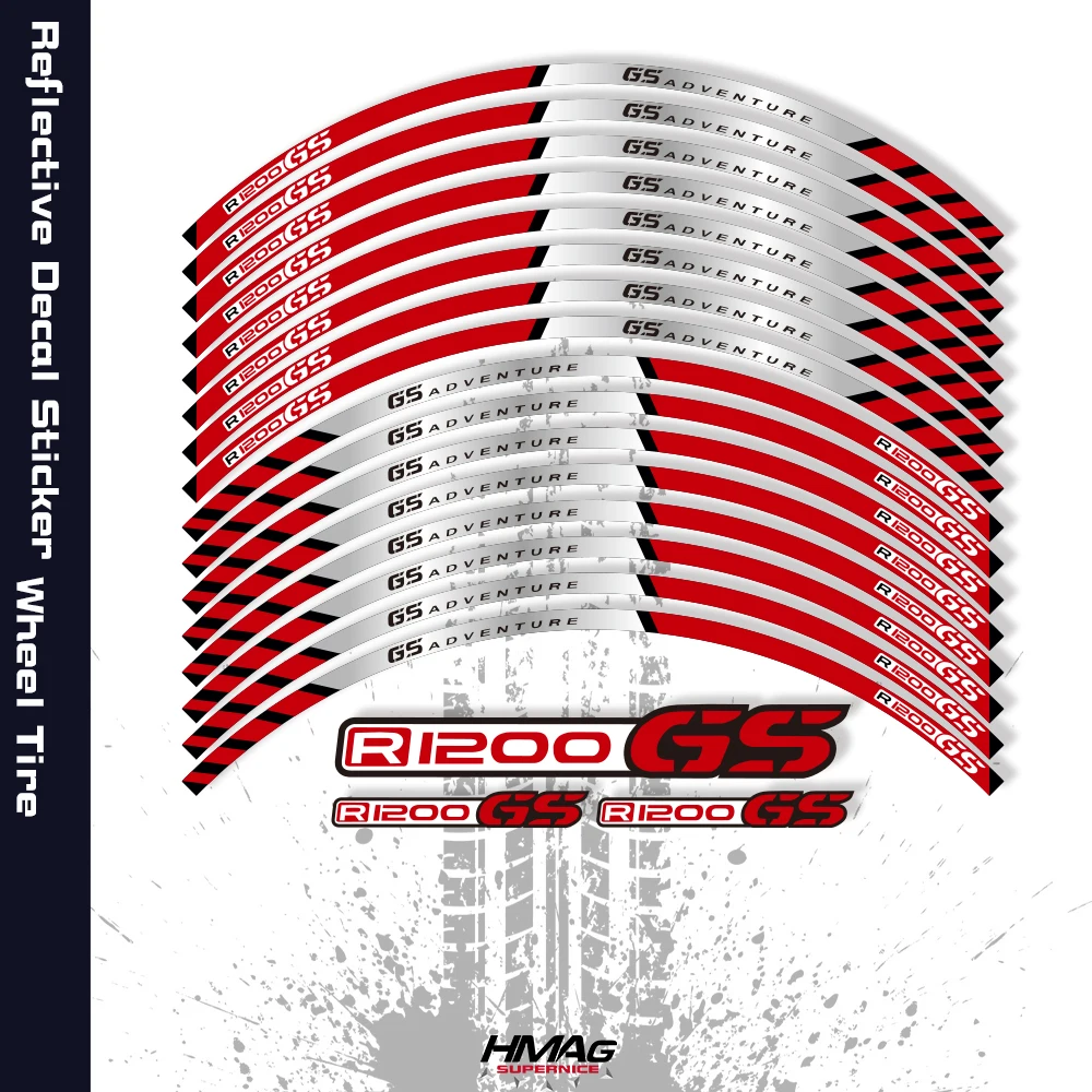 

17 Inches Motorcycle Sticker Decals Reflective Waterproof Wheel Hub Wheel Racing Sticker Decal For R1200GS R1200 GS