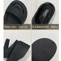 Sandales compensées d'été pour femmes 2025 – Tongs à talon compensé pour femme, hauteur accrue de 6 cm, talons hauts en cuir, sandales décontractées de plage pour femme 5