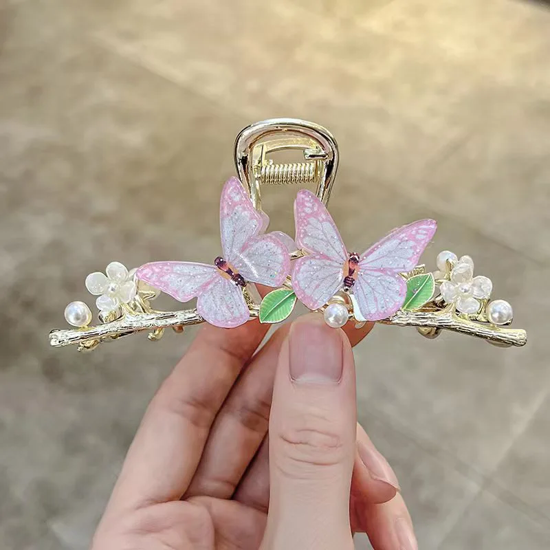 The New Super Fairy Beautiful Temperament Butterfly Headwear Ponytail  Shark Clip Hair Accessories for  Women Girls fanyin new pink blue bow ribbon pearl headband for women sweet girls temperament hairpin super fairy gentle headband headwear