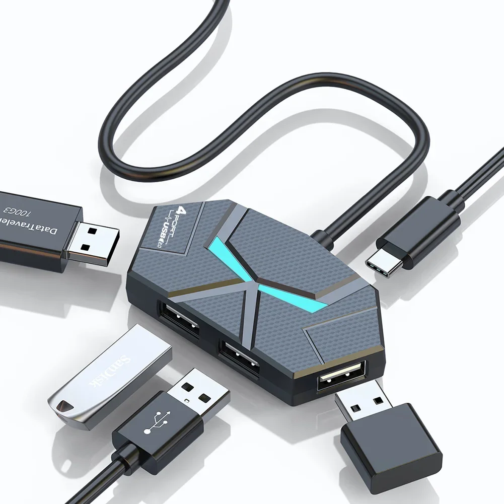Multi USB Hub Usb Splitter 4/7 Ports 2.0 Usb Expander Cable 60/120CM High Speed Adapter For PC Transmission Hard Drive