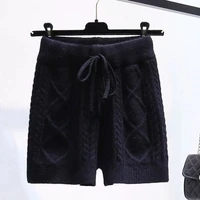 High Waist Drawstring Knitting Korean A-line Shorts Autumn Winter New Solid Simplicity Trend Shorts Casual Fashion Women Clothes - Image 3