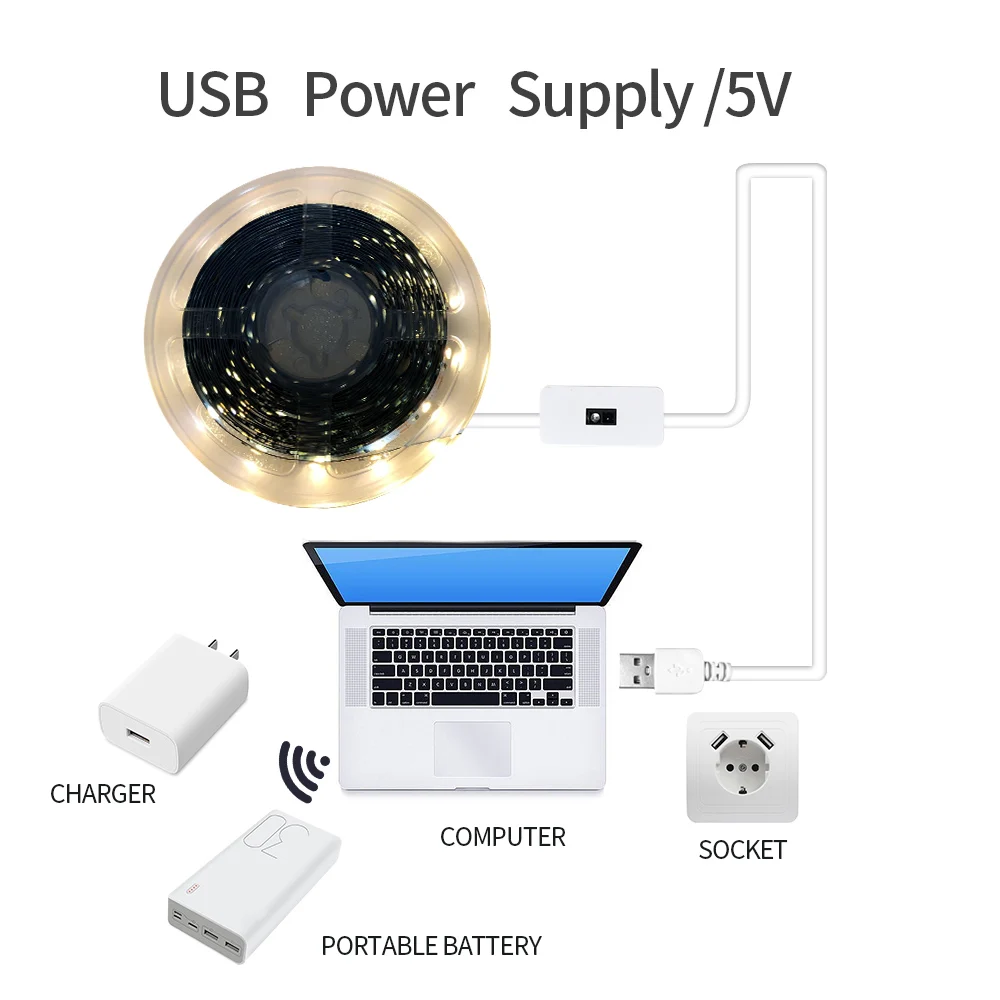 Светодиодная лампа постоянного тока 5 В с питанием от USB, подсветка .