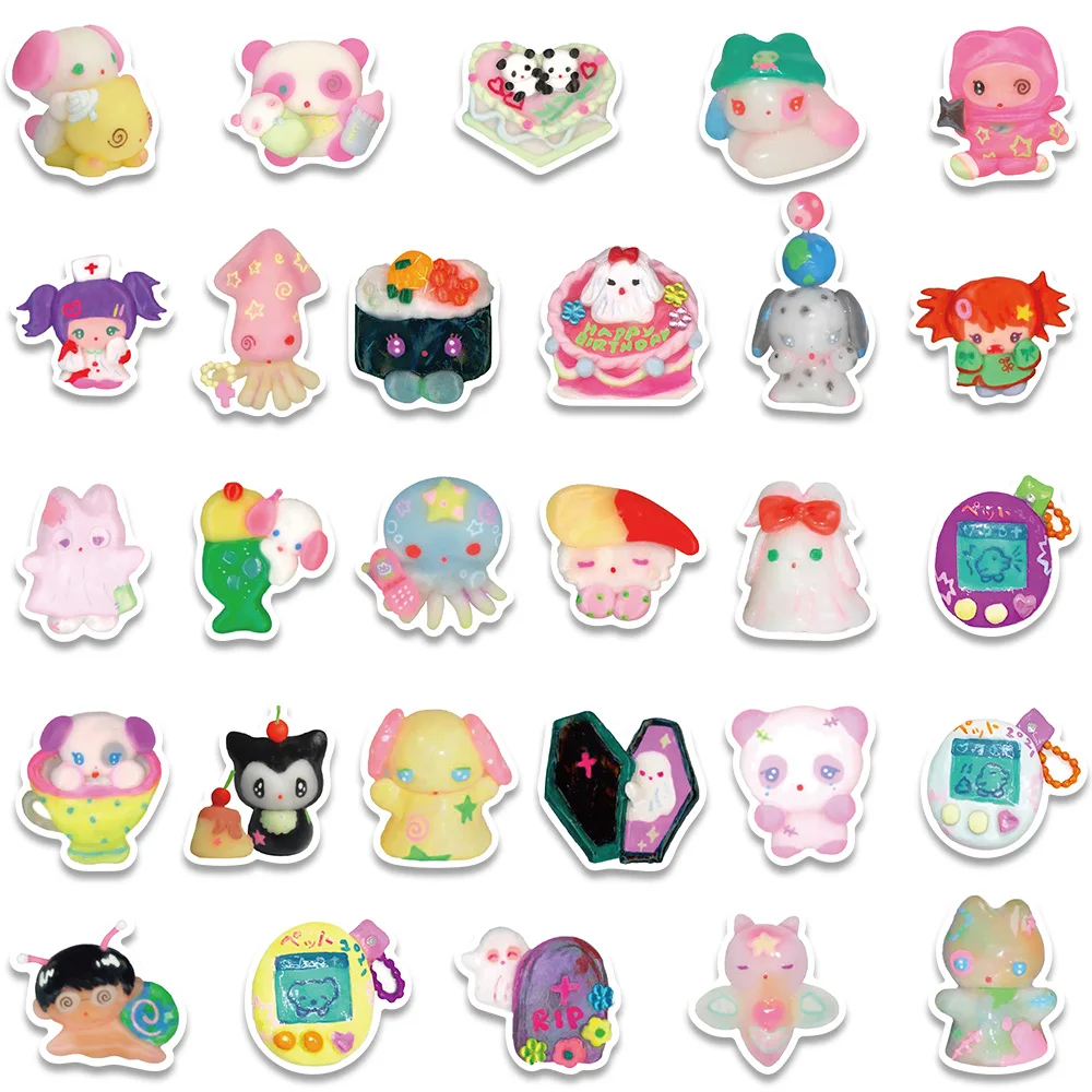 56PCS 3D 크리스탈 클레이 소녀 귀여운 스티커 스케이트 보드 노트북 냉장고 전화 기타 수하물 데칼 스티커 어린이 장난감