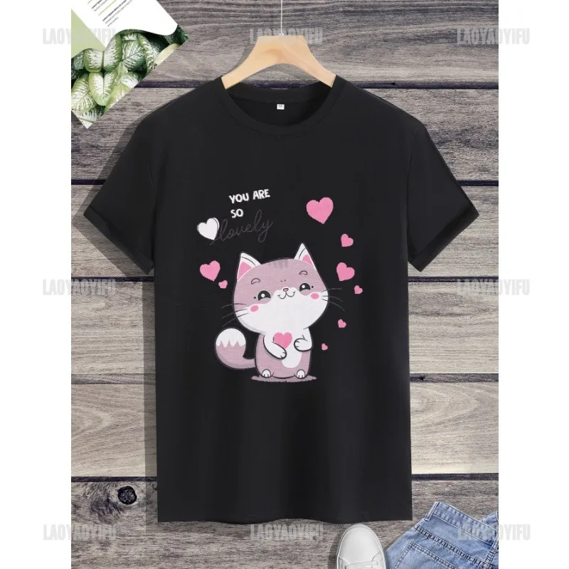 

Летняя одежда для женщин, Лидер продаж, футболка с милым рисунком животных, Новое поступление, милая Футболка с принтом персонажа, топ с круглым вырезом