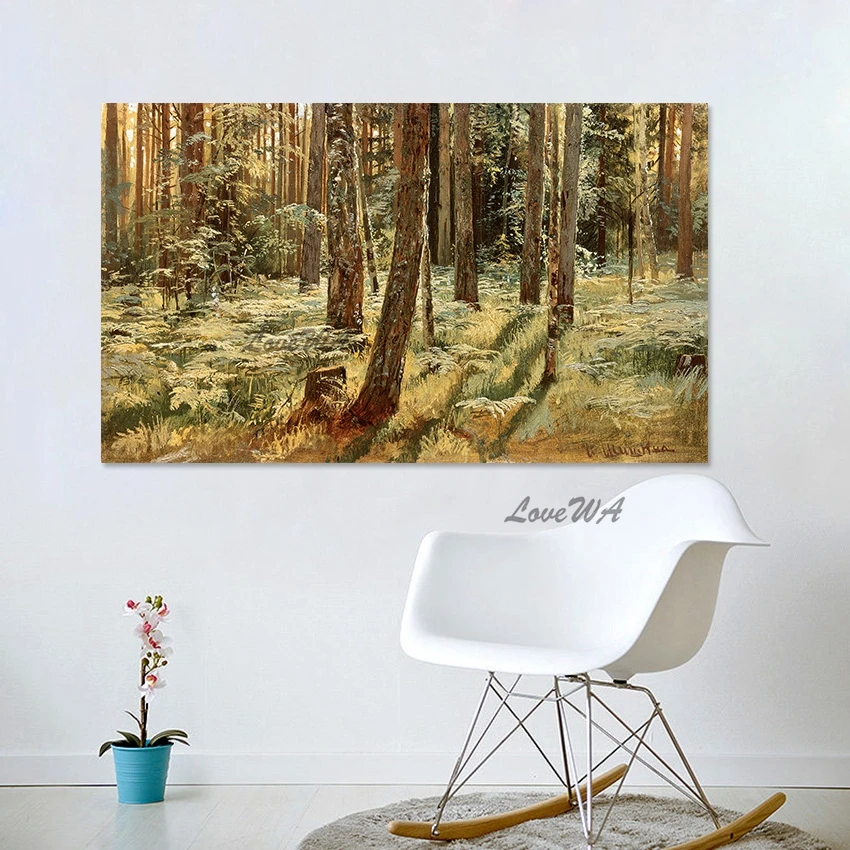 

Russian Scenery Canvas Paintings Famous Ivan Shishkin Artist Oil Painting Reproduction Wall Decor Forest Landscape Hotel Art