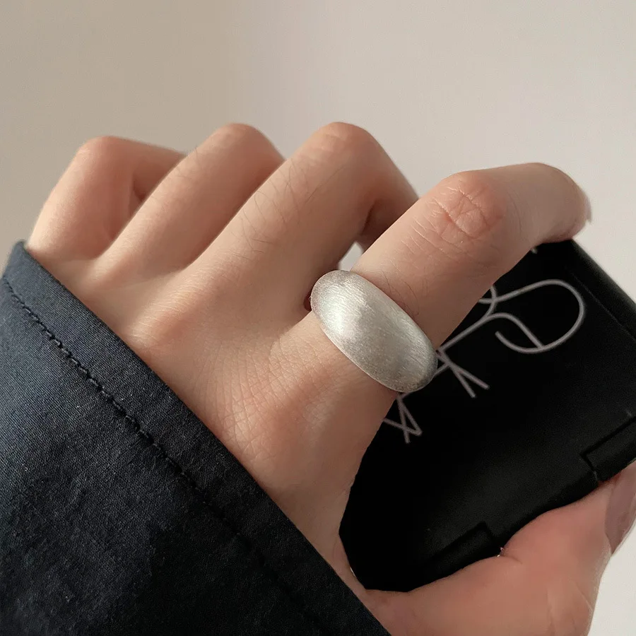 925 Sterling Silver Oval Ring Women Adjustable Open Vintage Ring Party Birthday Gift