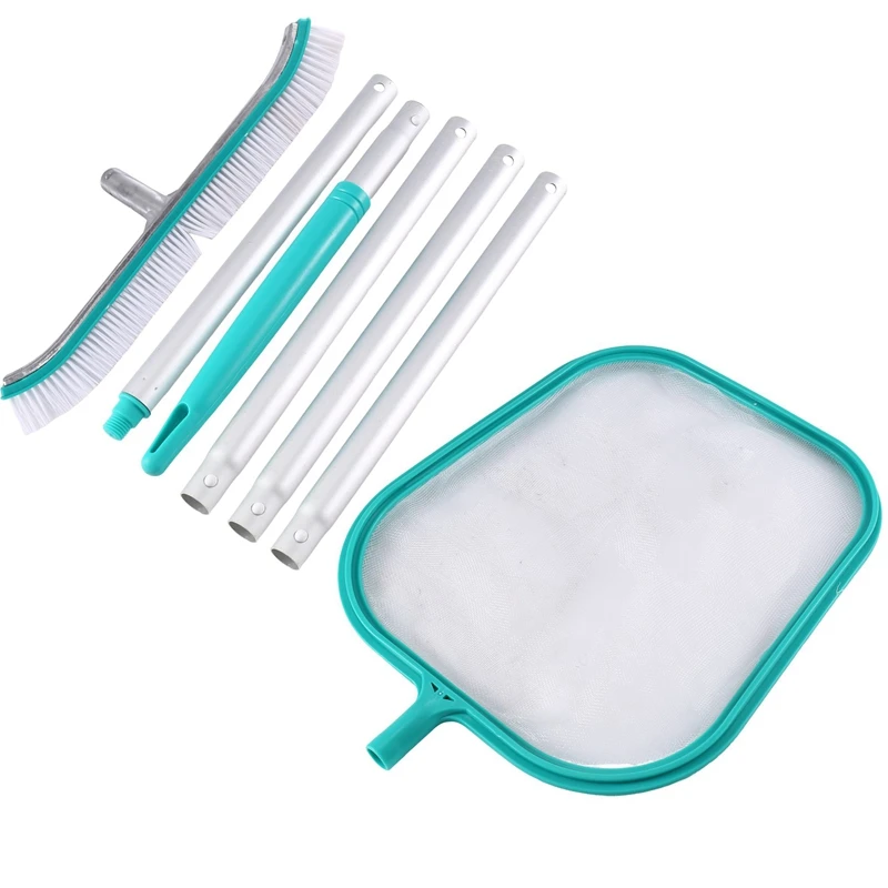 

Pool Maintenance Kit With Leaf Skimmer Net,Telescopic Pole-18In Scrub Brush,Clean Debris From Wall,Floors,Steps