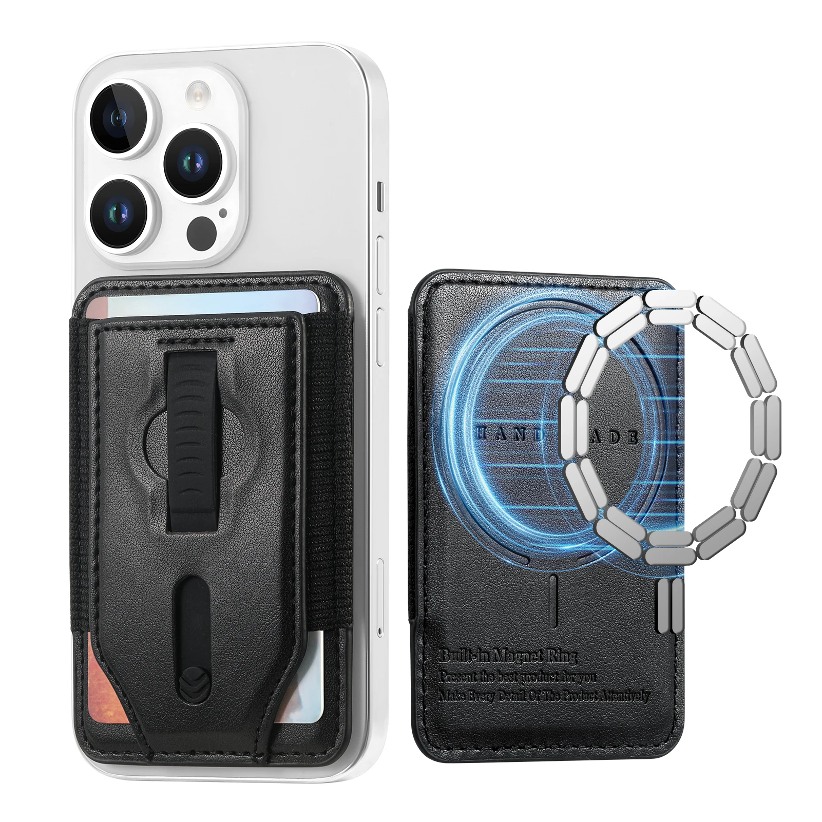 Magsafe Magnetic Card Holder Wallet with Anti-Scratch Design and Wrist Strap