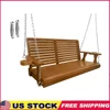 Wooden Porch Swing 2-Seater Heavy Duty 880 LBS Cupholders Outdoor Patio Garden Comfort Adjustable Springs Chains Assembly 1