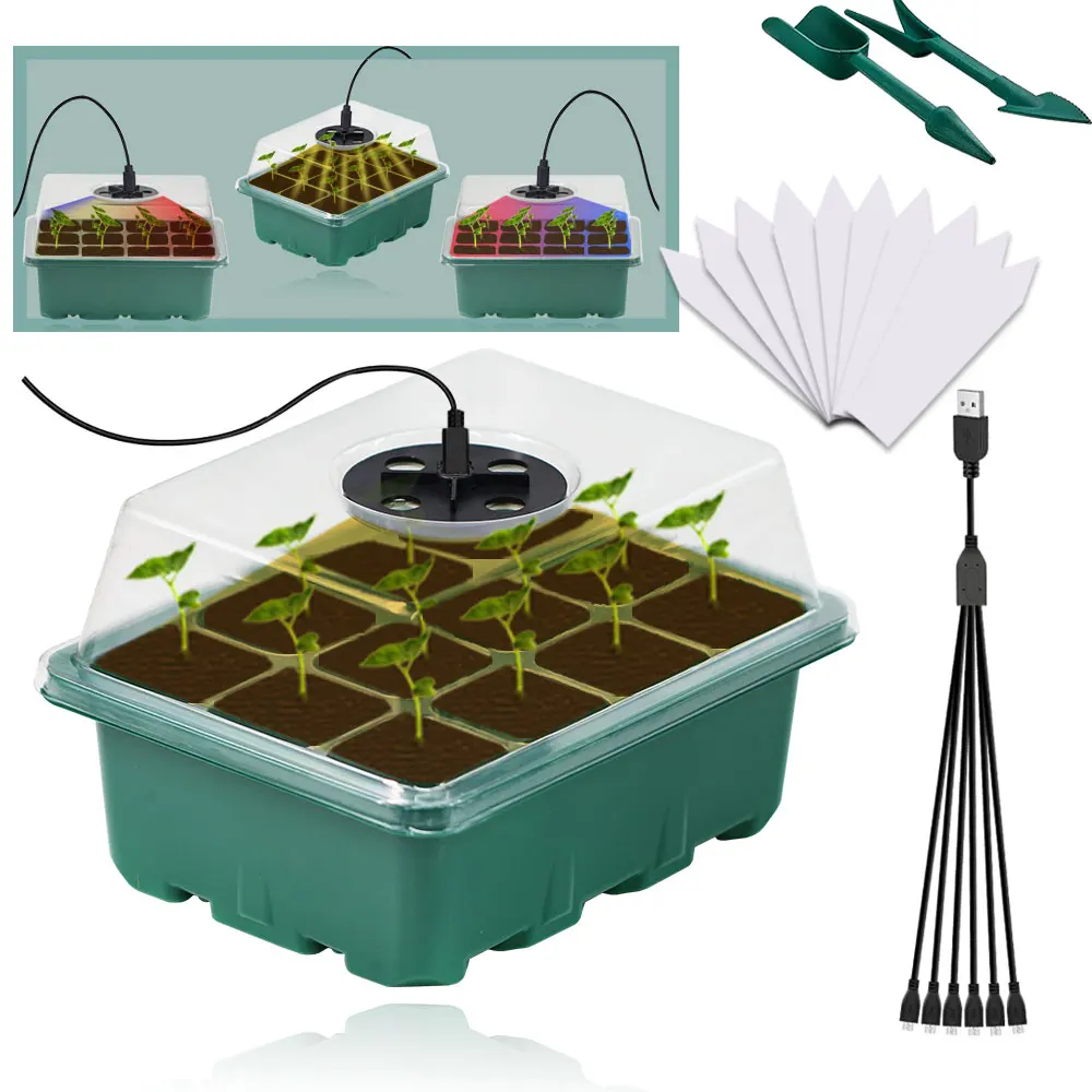 Hydroponic Germination Tray Seed Starter Trays with Dome and Grow Light