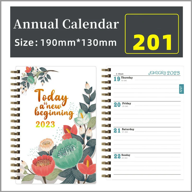 2023 Agenda Book Schedule A5 Coil Notepads Creative Flower Pattern Wedding  Planner Timetable Desk Dates Diary