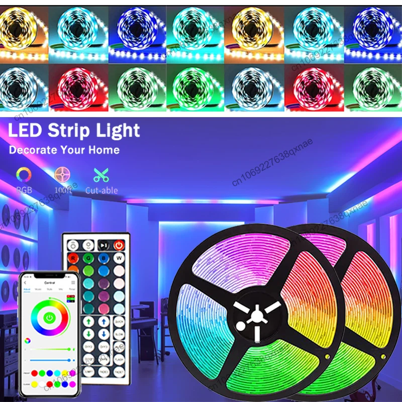 

LED Strip for Room Decoration LED 1-5m 10m 15m 20m 30m TV Backlight Bluetooth RGB 5050 Led Tape Neon Lights DC5v LED Strip Light